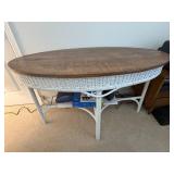 Wicker Console Table with Wood Top