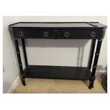 Black Console Table with Brass Accents