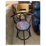 Two Bar Stools, Metal and Wicker Designs