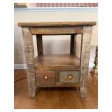 Rustic Wooden Side Table with Drawers