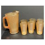 Iridescent Glass Pitcher and Tumbler Set