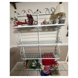 White Metal Bakers Rack with Glass Shelves