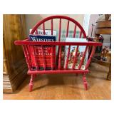 Red Wooden Vintage Magazine Rack