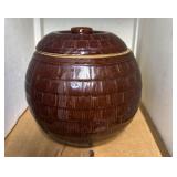 Brown Glazed Ceramic Lidded Jar