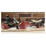 Cast Iron Horse-Drawn Fire Engine Toy