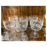 Six Etched Glass Goblets
