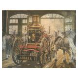Framed Artwork of Horse-Drawn Fire Engine