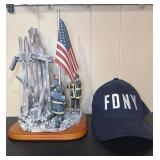 FDNY-9/11 Themed Statue and Flexfit Hat