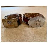 Leather Belts with Buckles and Bolo Tie