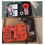 Black & Decker Drill, Stud Finder, and Screwdriver