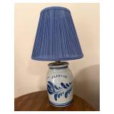 Stoneware Table Lamp With Blue Shade