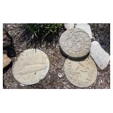 Three Round Carved Pavers