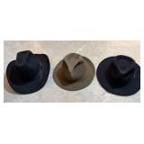 Three Western and Fedora-Style Hats
