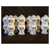 Vintage 1950s Arnart Blue Onion Spice Jar Set
