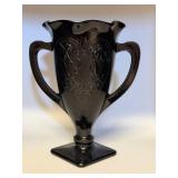 VTG L.E. Smith Black Amethyst Trophy Vase