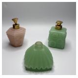 Three Frosted Glass Perfume Bottles