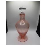 Pink Crackle Glass Decanter with Stopper