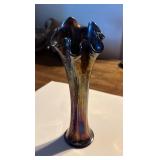 Iridescent Glass Ruffled Rim Vase