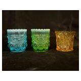 Three Decorative Glass Toothpick Holders