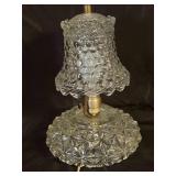 Cut Glass Table Lamp with Hobnail Pattern and Bras