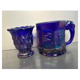 Cobalt Blue Glass Mug and Vase Set