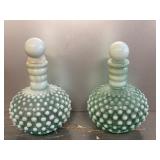 Hobnail Glass Decanters with Stoppers