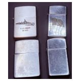 Four Metal Flip-Top Lighters