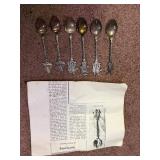 Six White Lily Silverplate Collector Spoons