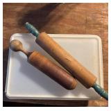Wooden Rolling Pins and Tupperware cake container