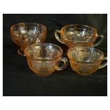 Amber Depression Glass Cups and Bowls