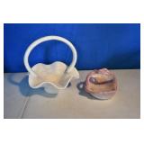Pair of Vtg Ceramic Baskets Trinket Dishes