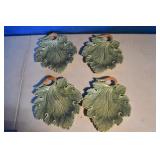 Set of 4 Green Majolica Style Leaf Dishes