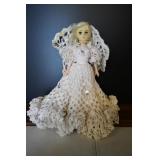 Plastic 14' Doll W/ Crocheted Dress & Wings