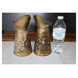 Pair of Vtg Brass Colonial Pitchers