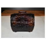 Vtg Anchor Hoking Amber Glass Treasure Chest