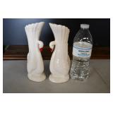 Pair of Ceramic Swan Vases