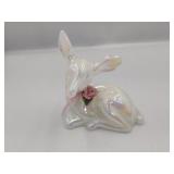 Fenton White Opalescent Glass Deer