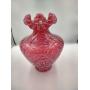 Fenton Cranberry Opalescent Ruffle Vase