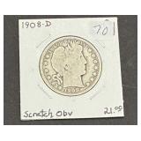 1908-D Half Dollar (scratched)