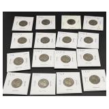 Lot of (16) Different Date Buffalo Nickels