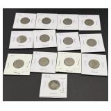Lot of (13) Different Date Liberty V Nickels