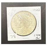 1922 Peace Silver Dollar (hole)