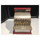 Vintage Cash Register with Paper Money & Coin