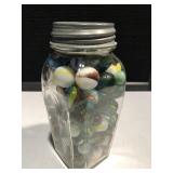 Collection of Marbles & Glass Jar with Ball Lid