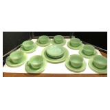 Jadeite "Alice" Teacups/Saucer, 1 plate & more