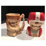 Davy Crockett & Football Boy Head Vase Davy Crockett & Football Boy Head Vase