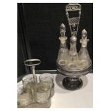 Vintage Cruet Set & Silver plated Glass Server Vintage Cruet Set & Silver plated Glass Server