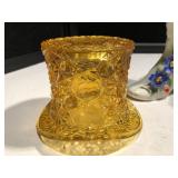 Two Porcelain Boot Vases and glass hat Two Porcelain Boot Vases and glass hat