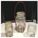 Glass Top w/Ball Jar in Wire Cradle & More