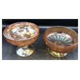 Pair of Carnival Glass Compotes